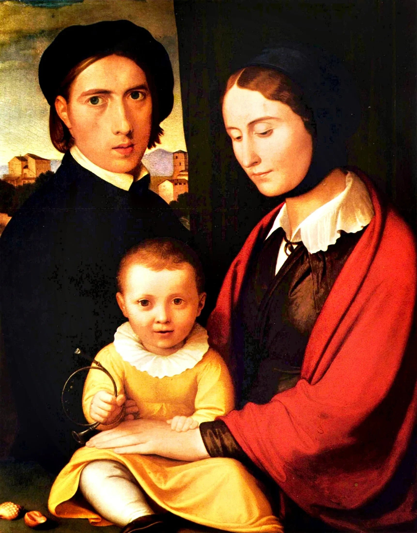 Autoportrait de l'artiste avec sa femme et son fils Alfons - Johann Friedrich Overbeck image 1 reproduction d’œuvre d’art à l’huile