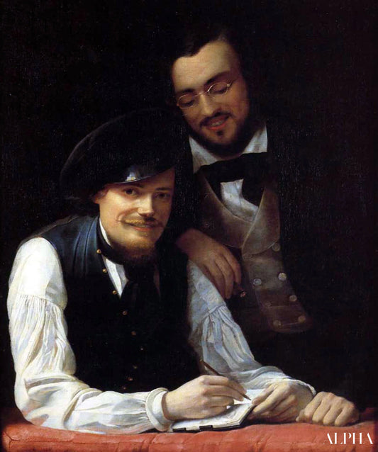Autoportrait de l'artiste avec son frère, Hermann, 1840 - Franz Xaver Winterhalter - Reproductions de tableaux et peintures haut de gamme