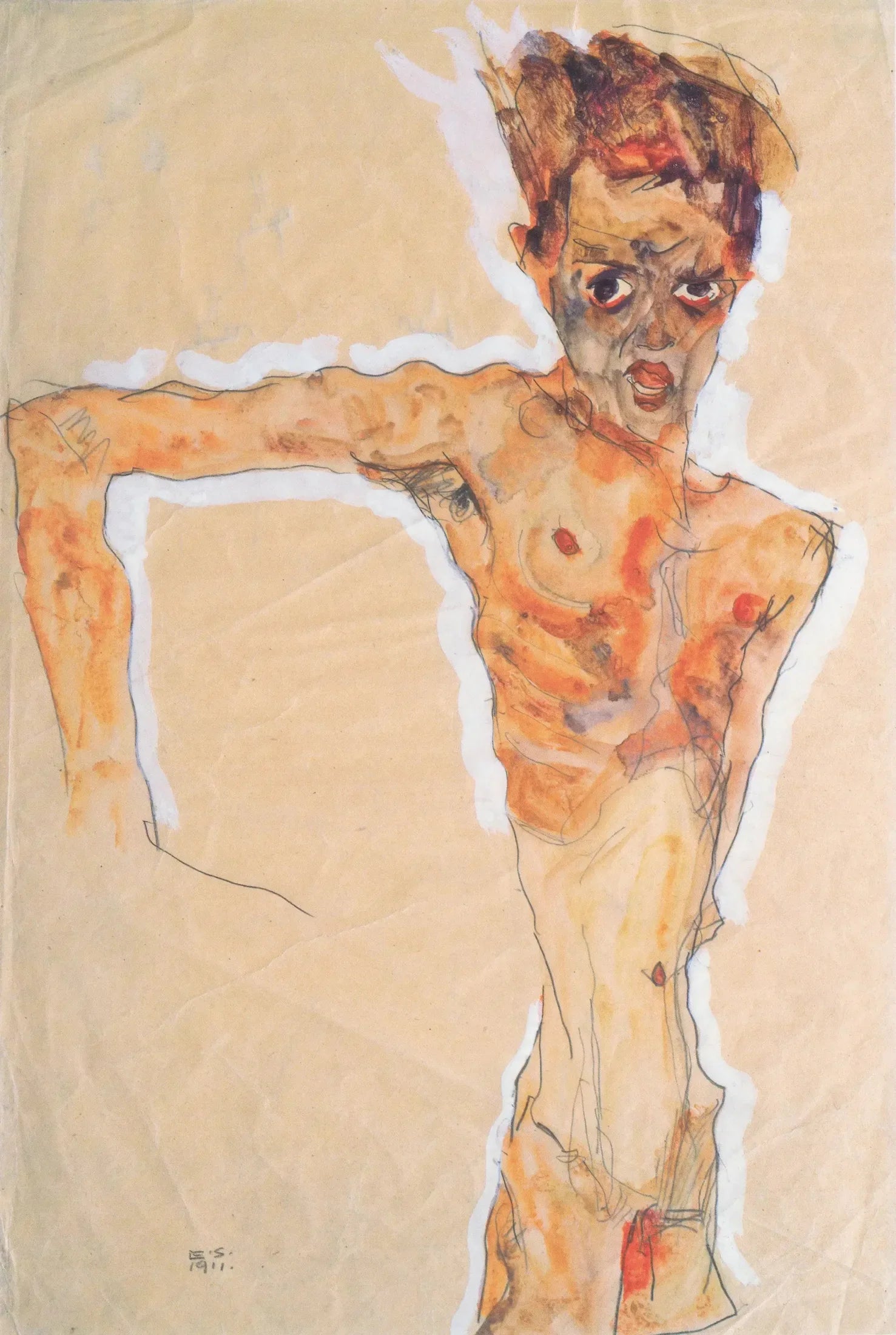 Autoportrait - Egon Schiele image 2 reproduction de peinture à l’huile