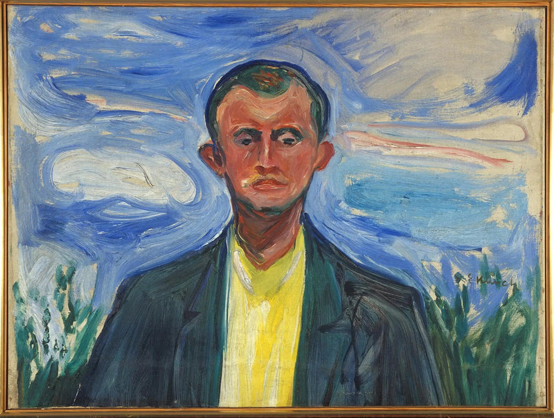 Autoritratto su uno sfondo blu - Edvard Munch