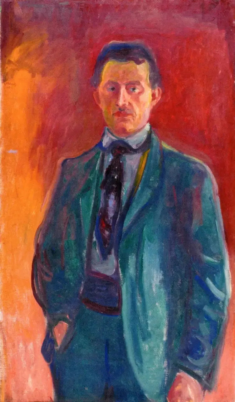 Autoritratto su sfondo rosso - Edvard Munch