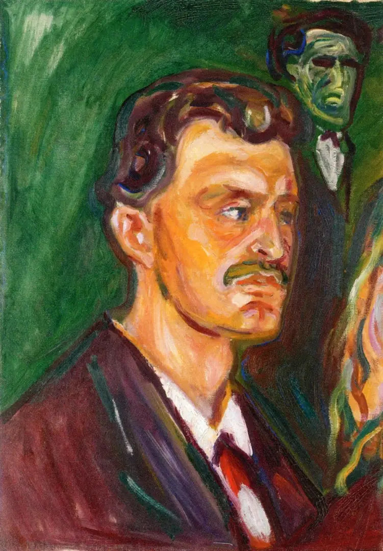 Autoritratto su sfondo verde - Edvard Munch