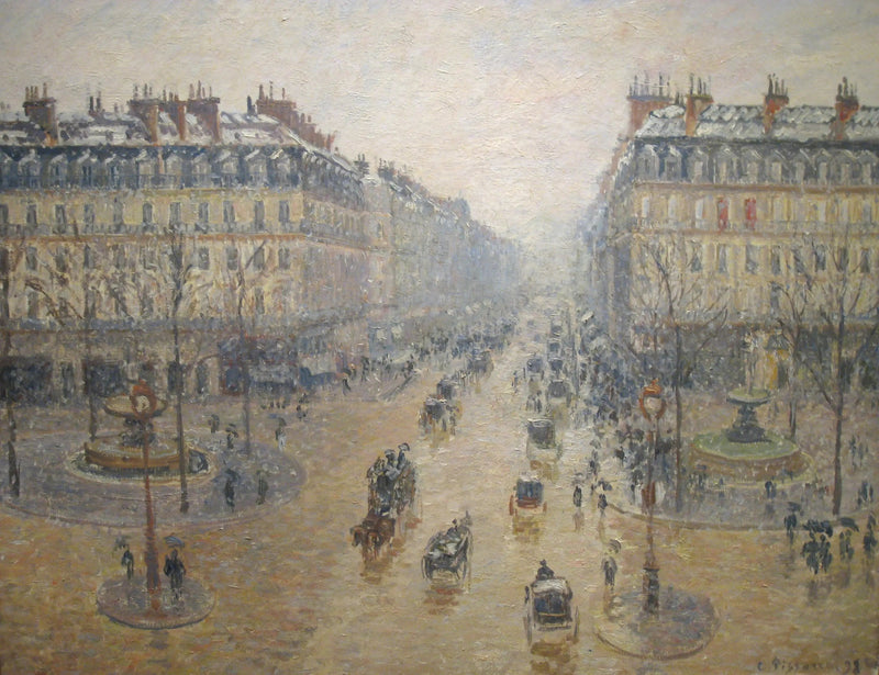 Avenue dell'Opera, effetto neve, al mattino - Camille Pissarro