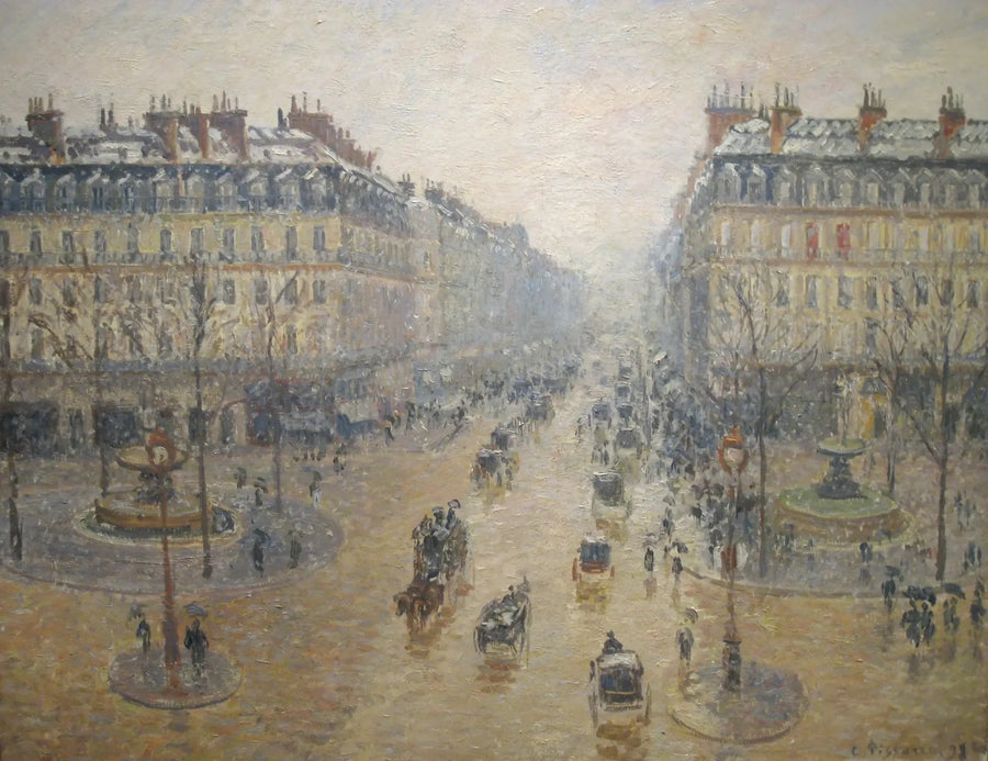 Avenue dell'Opera, effetto neve, al mattino - Camille Pissarro