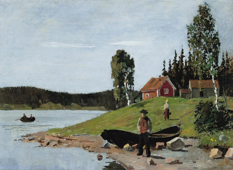 Baia con nave e casa - Edvard Munch
