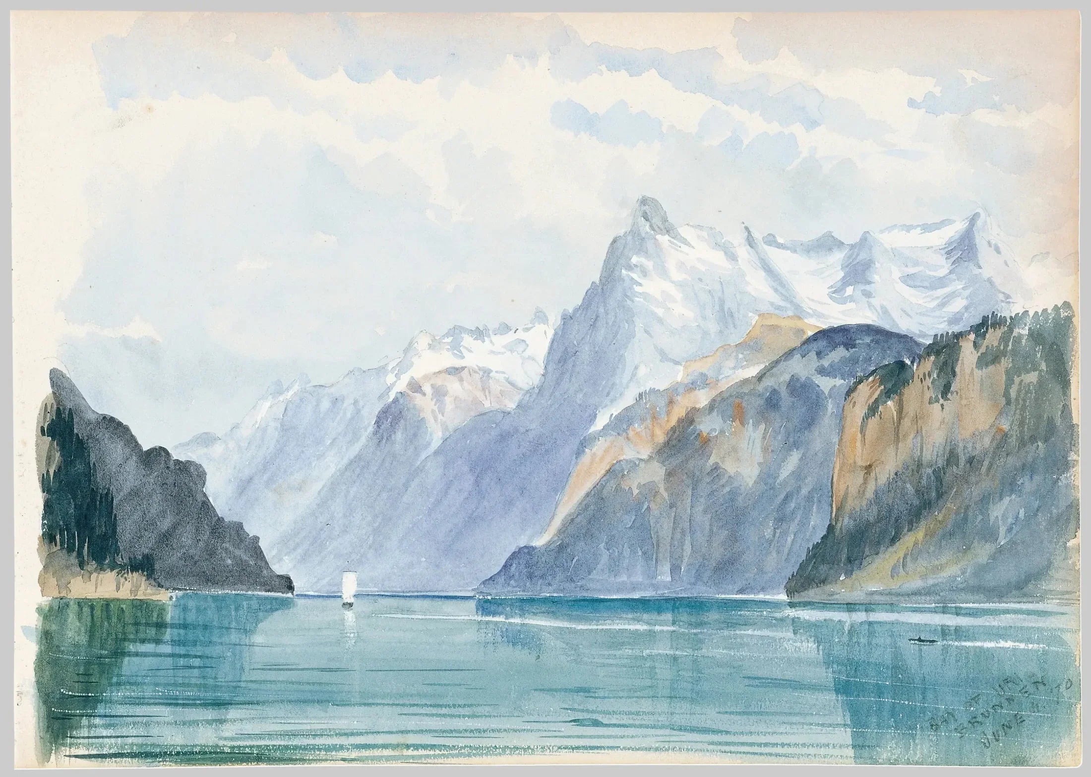 Baie d'Uri, Brunnen (carnet de croquis Suisse 1870) - John Singer Sargent image 1 tableau peint à l’huile sur toile
