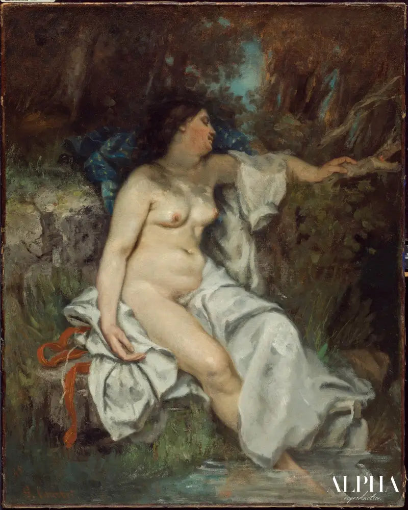 Baigneur dormant au bord d'un ruisseau - Gustave Courbet - Reproductions de tableaux et peintures haut de gamme