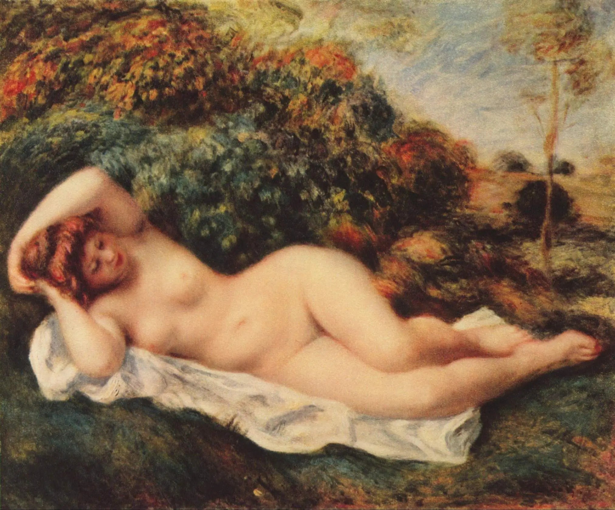 Baigneuse couchée - Pierre-Auguste Renoir image 1 copie peinte à la main à l’huile