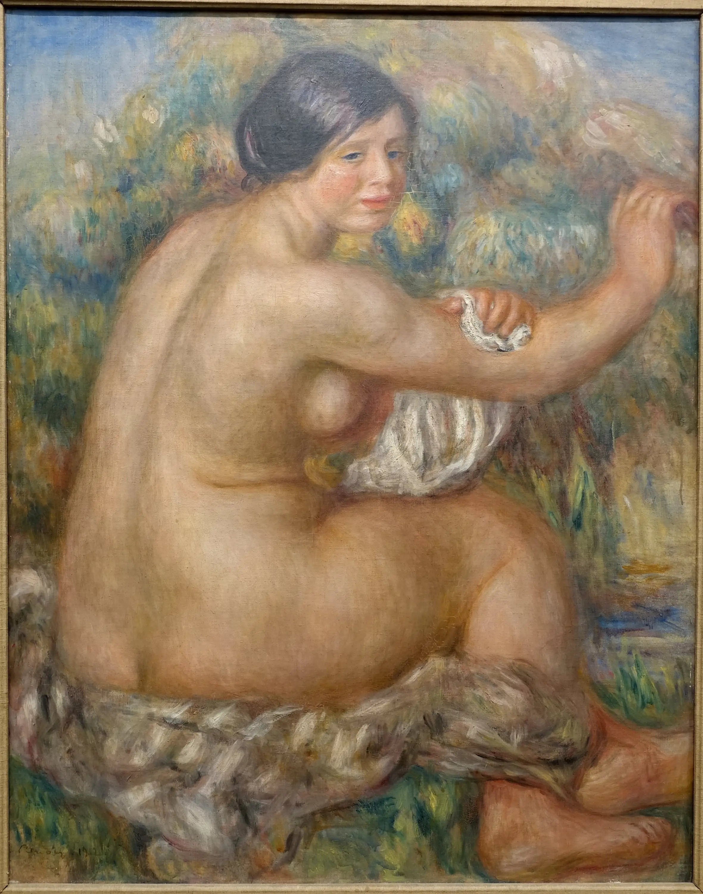 Banhista enxugando o braço direito - Pierre-Auguste Renoir image 1 copie de tableau peinte à la main