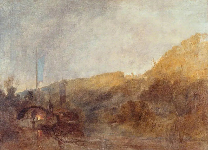 Barge sul fiume, tramonto - J. M. W. Turner