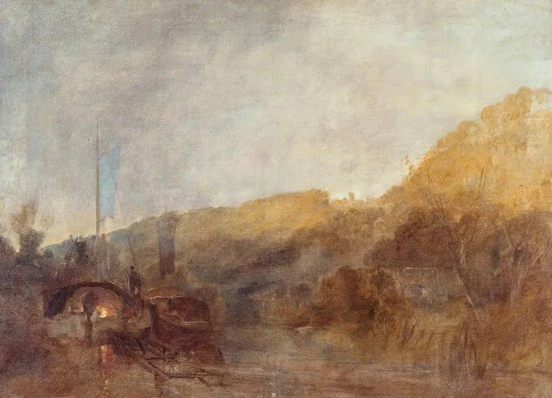 Barge sul fiume, tramonto - J. M. W. Turner
