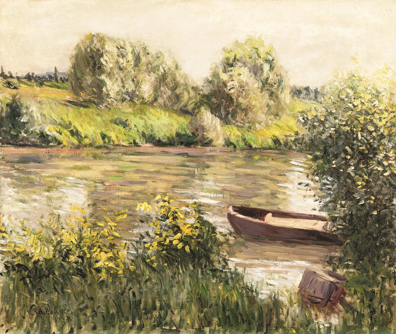 Barca vicino alla riva, effetto autunnale - Gustave Caillebotte