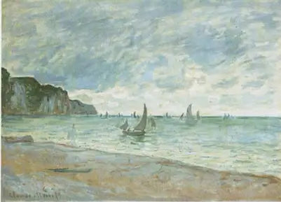 Barche da pesca davanti alla spiaggia e alle scogliere di Pourville - Claude Monet