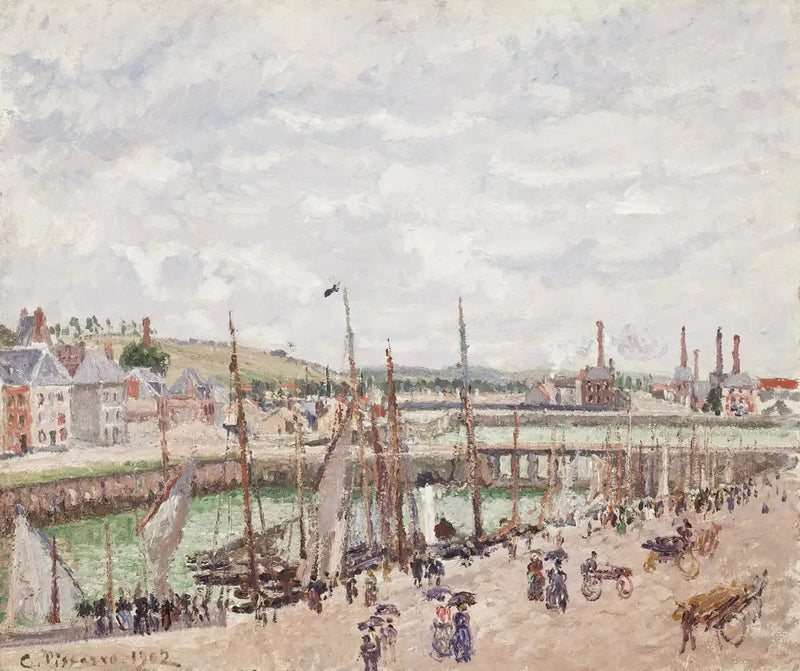 Bacini Duquesne e Berrigny a Dieppe, tempo grigio - Camille Pissarro