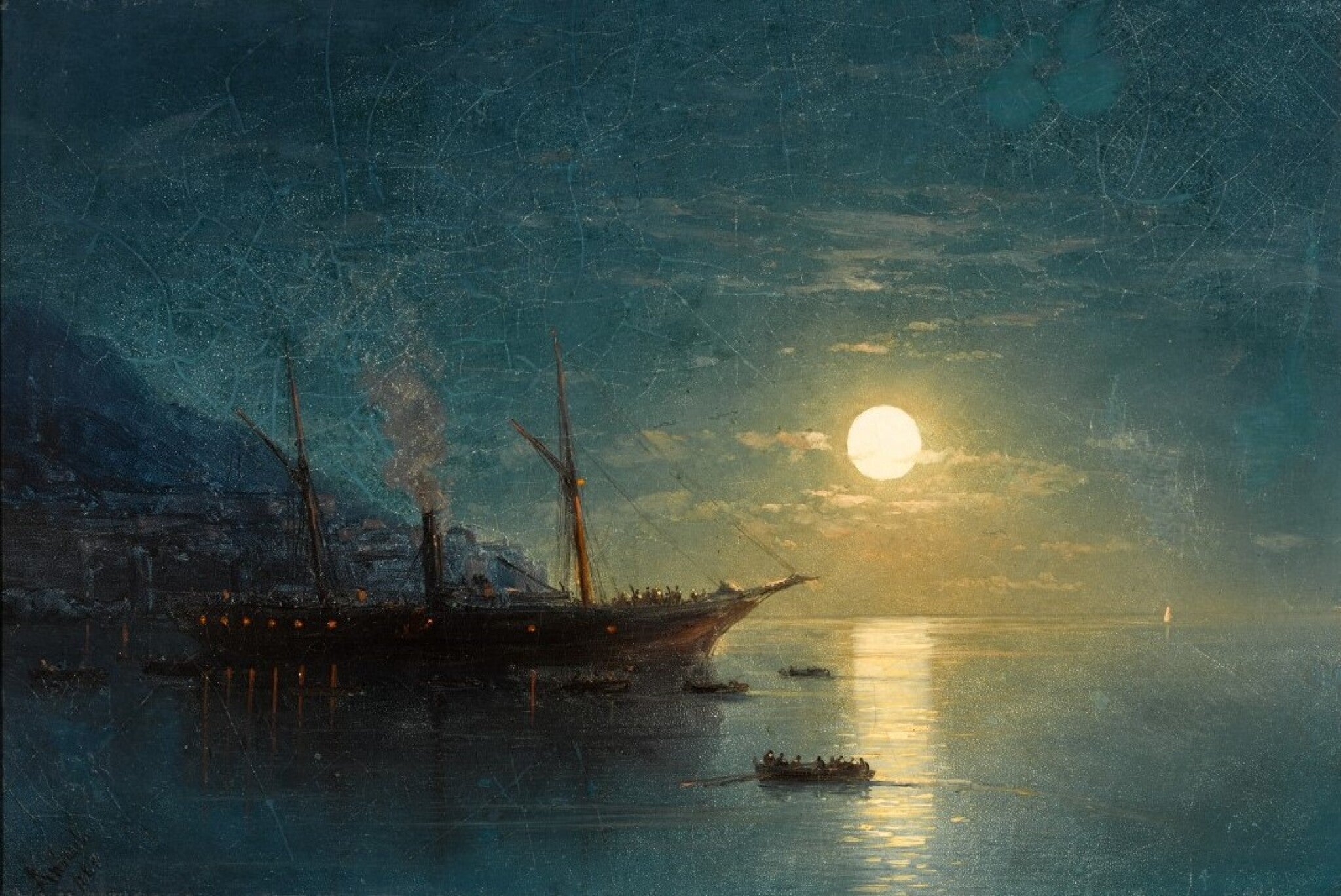 Bateau à vapeur par une nuit de clair de lune - Ivan Aïvazovski - Alpha Reproduction