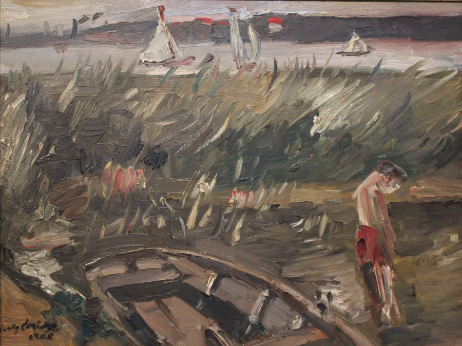 Barca tra le canne del lago Mütse - Lovis Corinth
