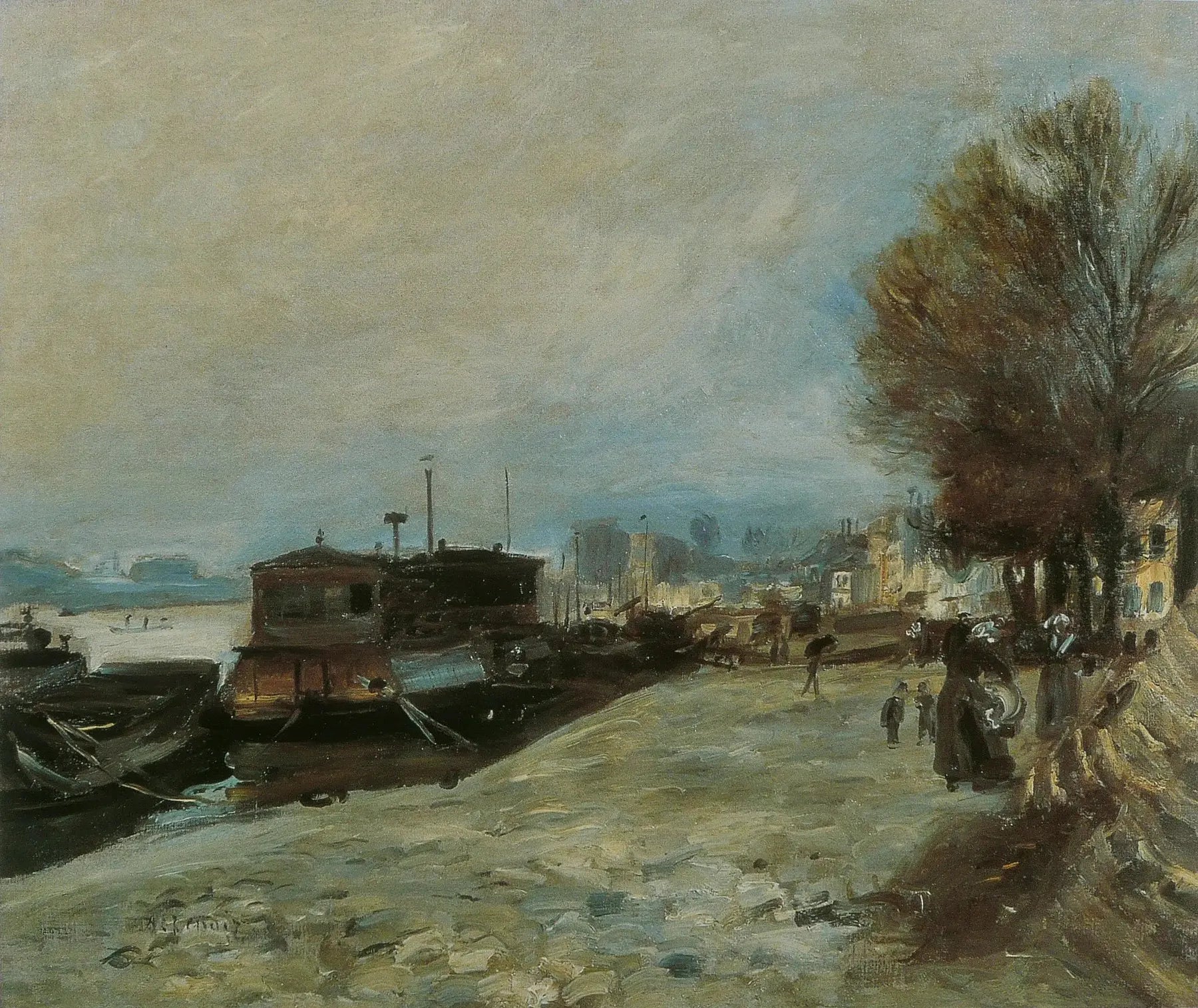 Bateau-lavoir sur la Seine - Pierre-Auguste Renoir image 1 copie peinte à la main à l’huile