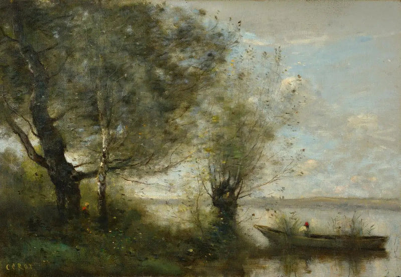 Barca vicino a un fiume - Jean-Baptiste Camille Corot
