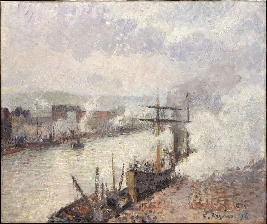 Navi a vapore nel porto di Rouen - Camille Pissarro