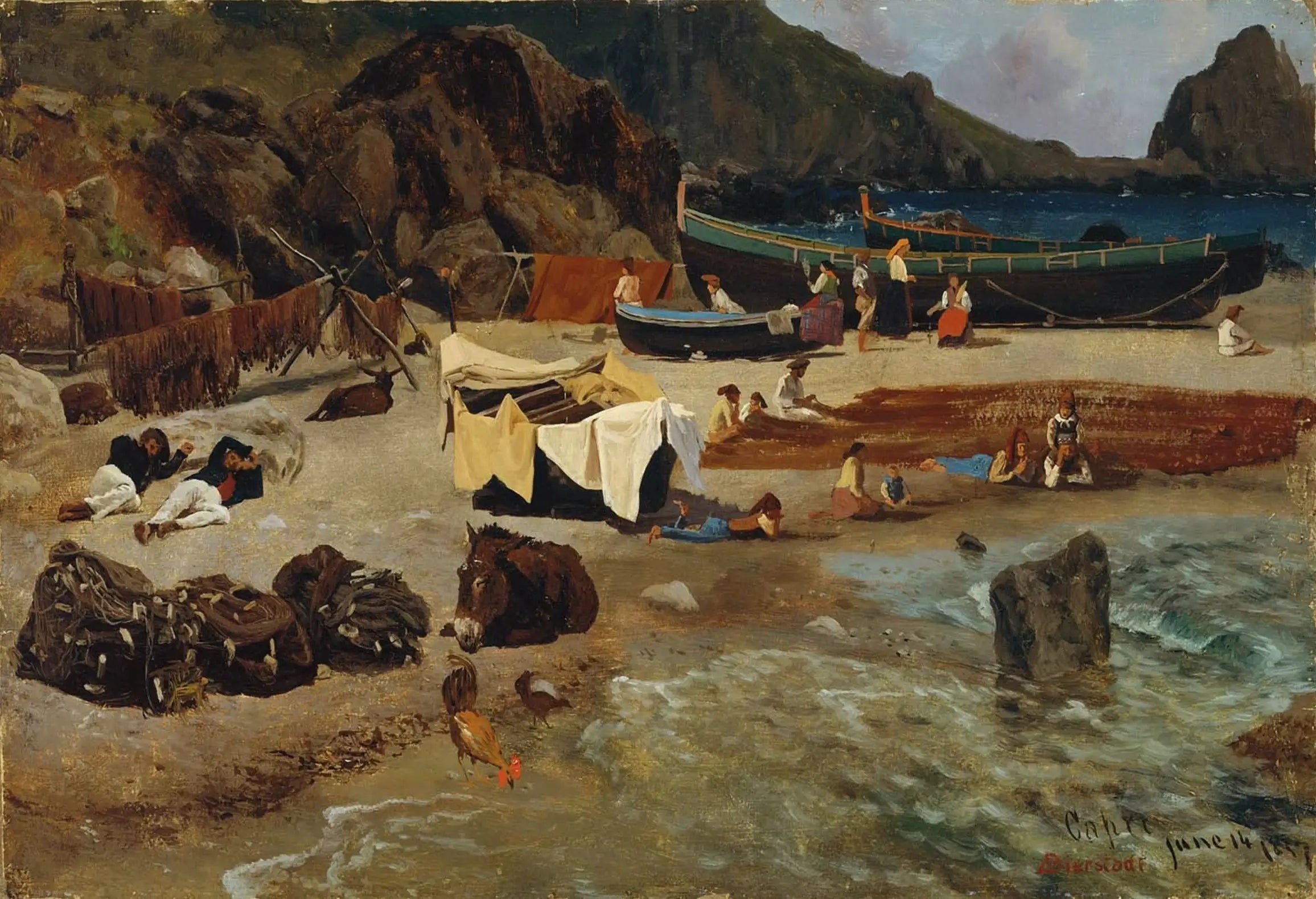 Bateaux de pêche à Capri - Albert Bierstadt image 1 reproduction de peinture à l’huile