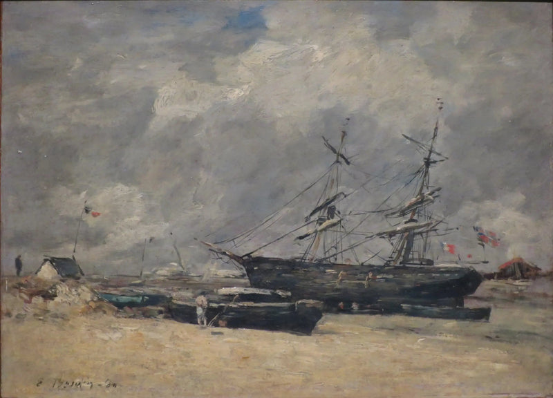 Barche da pesca sulla spiaggia. Trouville, bassa marea - Eugène Boudin