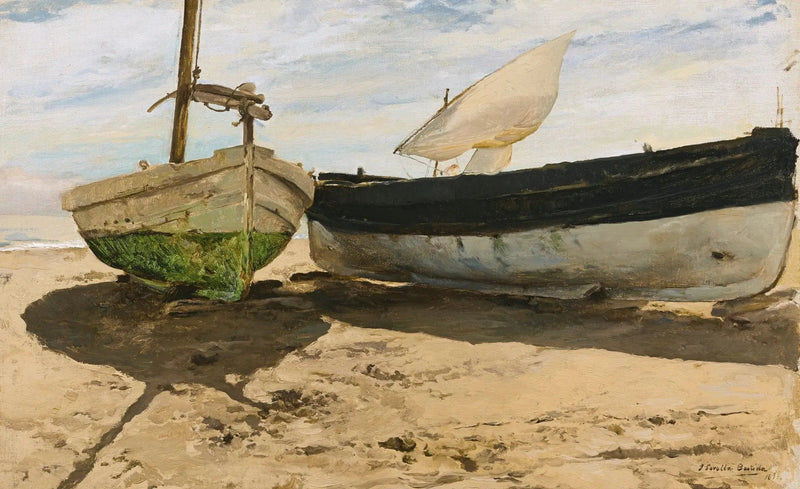 Barche da pesca sulla spiaggia, Valencia - Joaquín Sorolla