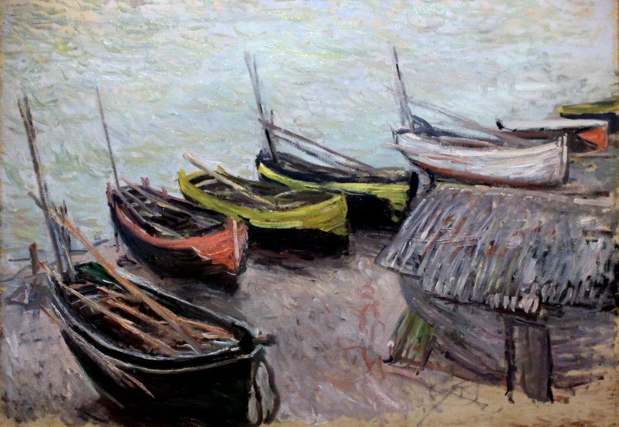 Barche sulla spiaggia a Étretat W824 - Claude Monet