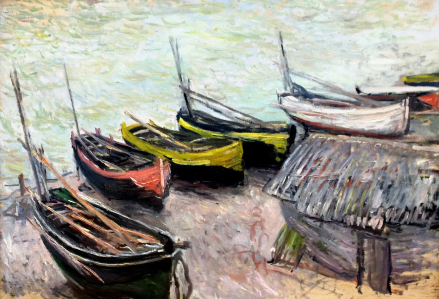 Barche sulla spiaggia a Étretat - Claude Monet