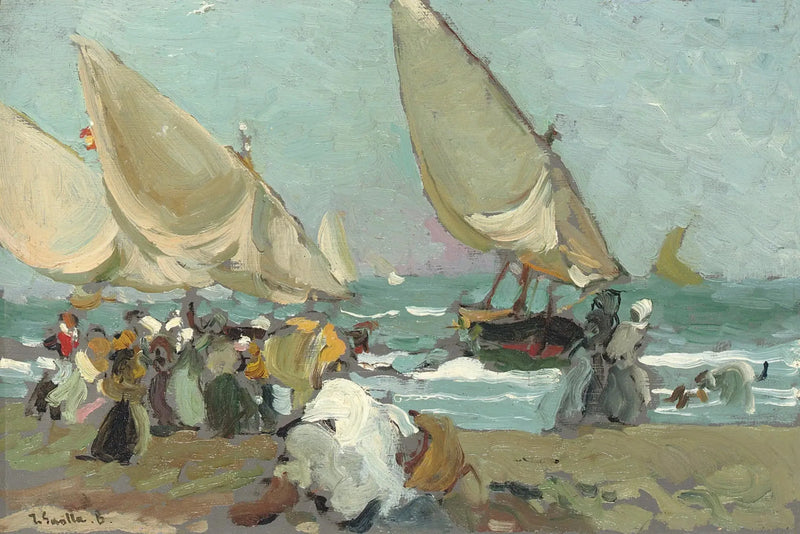 Barche sulla spiaggia di Valencia - Joaquín Sorolla