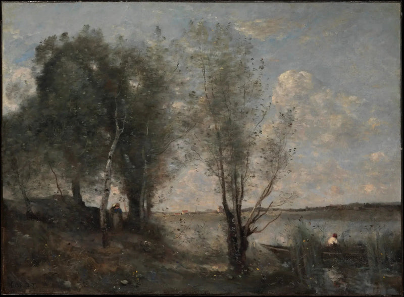 Batelier parmi i canneti - Jean-Baptiste Camille Corot