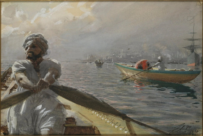Batelier turco nel porto di Costantinopoli - Anders Zorn