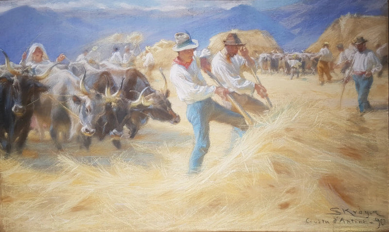 Battage a Civita d'Antino. Pastello - Peder Severin Krøyer