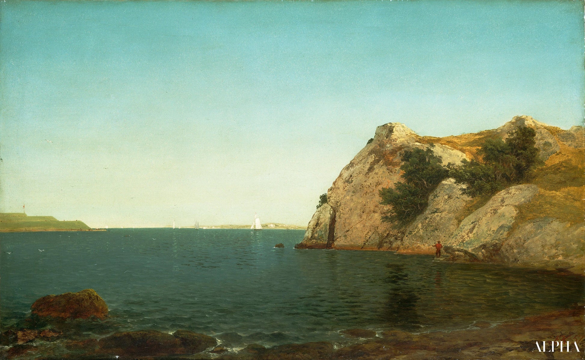 Beacon Rock, porto di Newport - John Frederick Kensett - Riproduzioni di quadri e dipinti di alta gamma