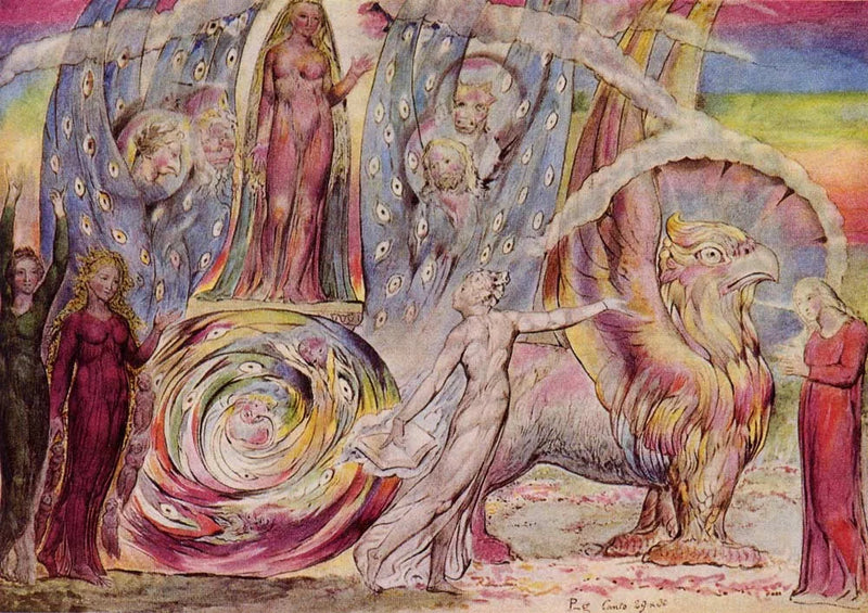 Béatrice si rivolge a Dante dall'auto - William Blake