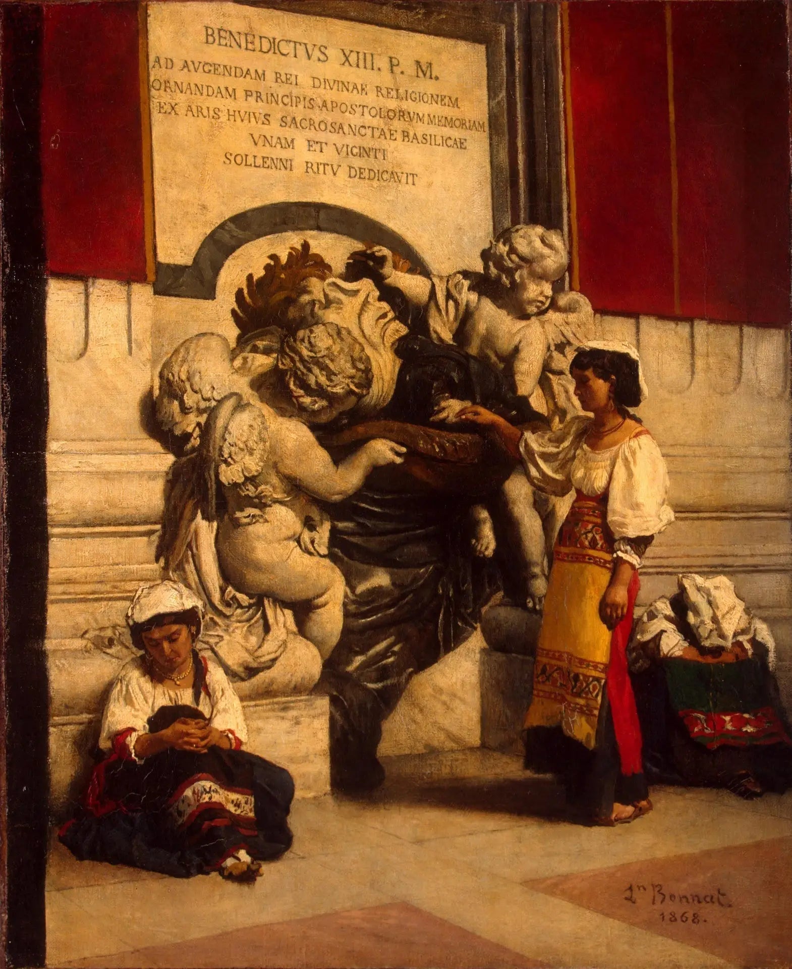 Bénitier de la basilique Saint-Pierre de Rome - Léon Bonnat image 1 copie de tableau peinte à la main