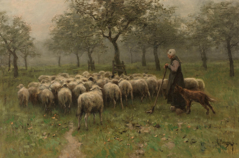 Bergère avec troupeau de moutons - Anton Mauve