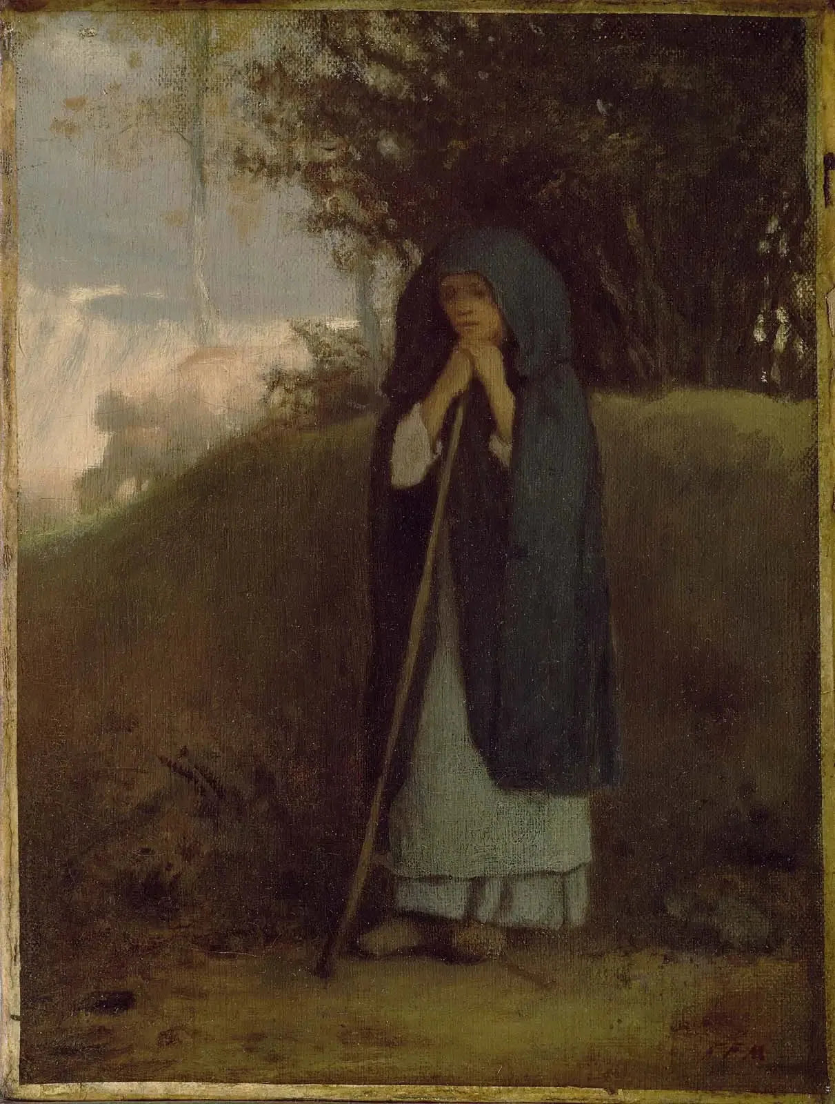 Bergère s'appuyant sur son bâton - Jean-François Millet image 1 tableau peint à l’huile sur toile