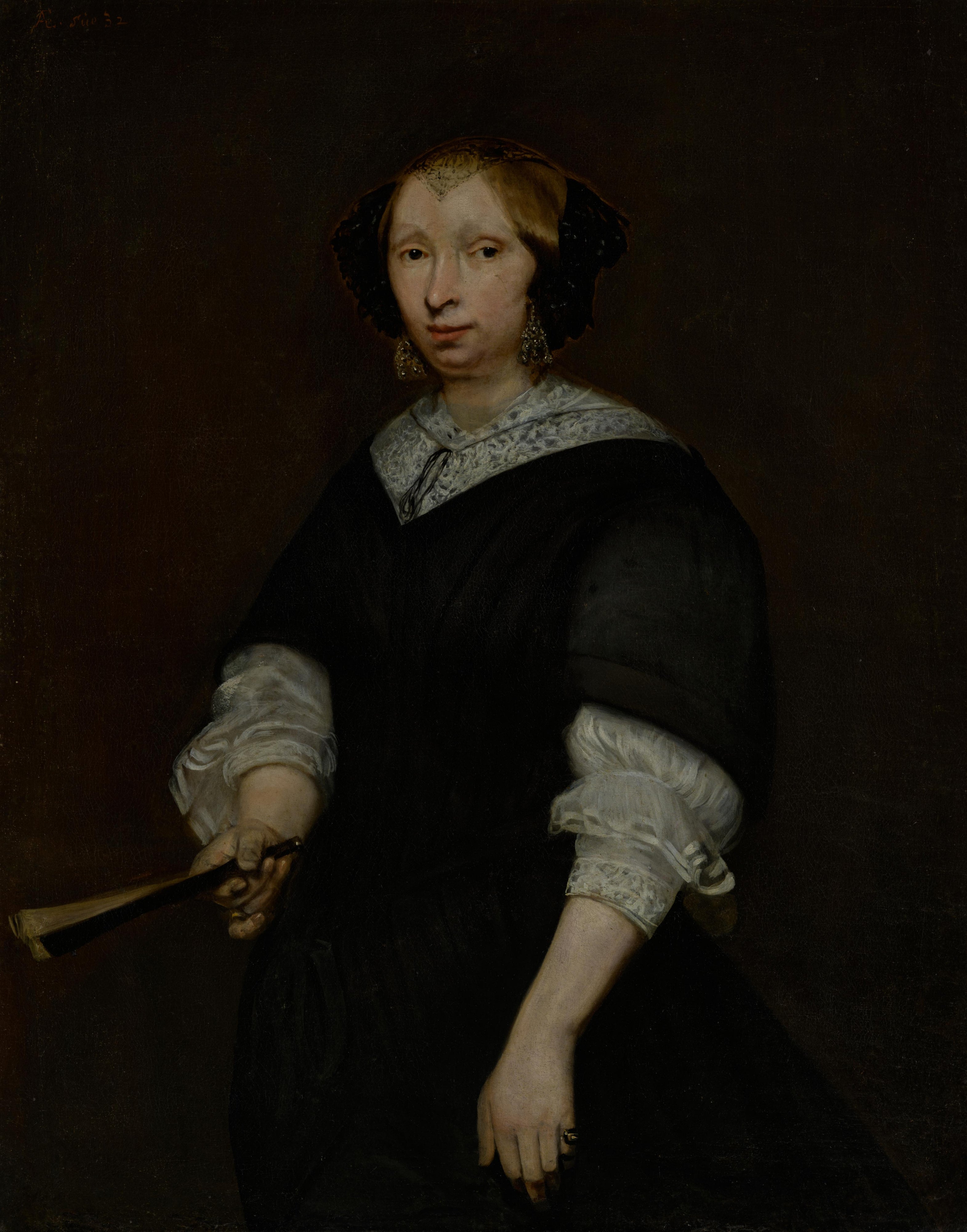 Bildnis einer Frau mit Fächer - Gerard ter Borch image 1 reproduction artisanale de tableau