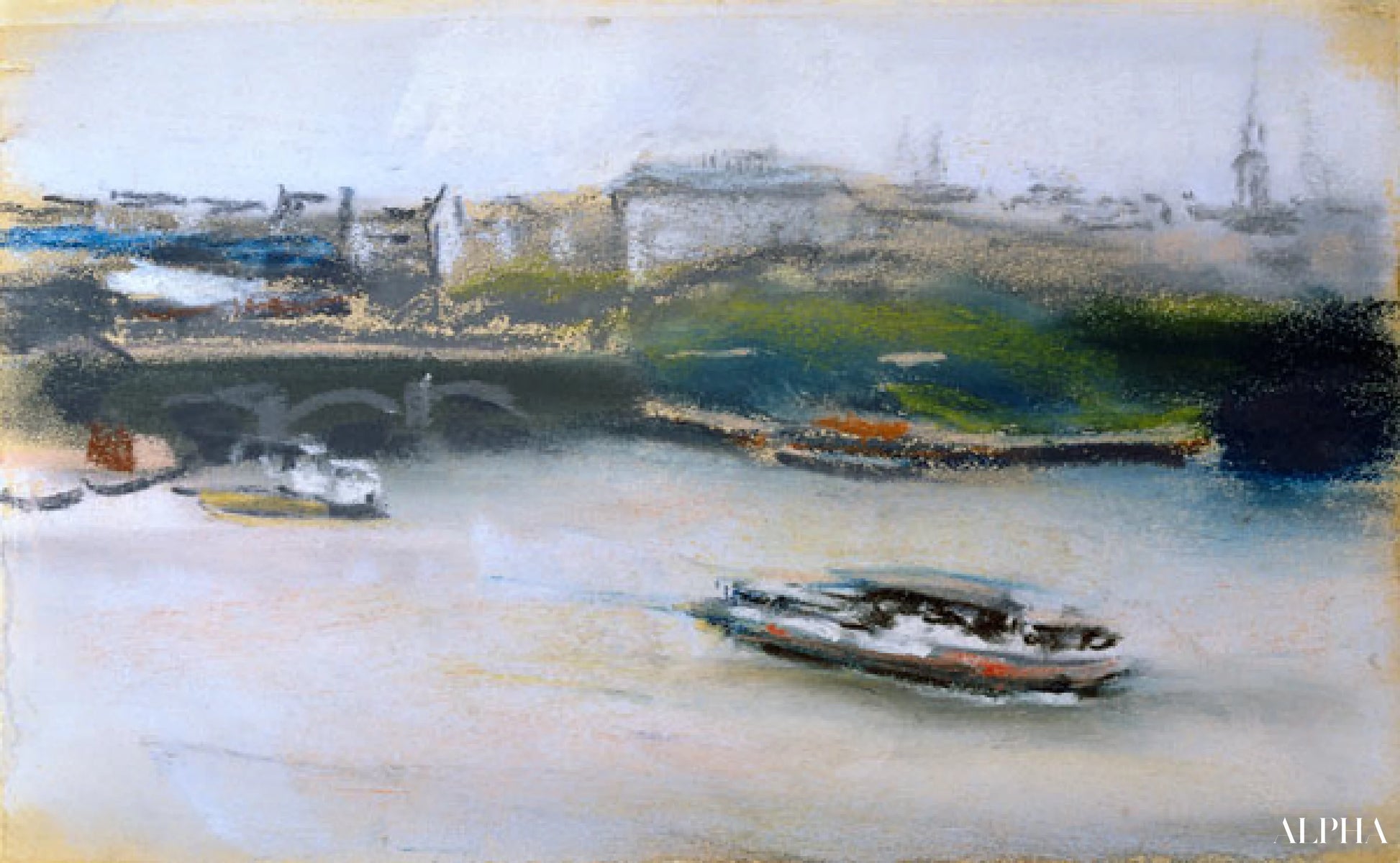 Binnenalster con la Lombardsbrucke, Amburgo, 1910 - Max Liebermann - Riproduzioni di quadri e dipinti di alta qualità