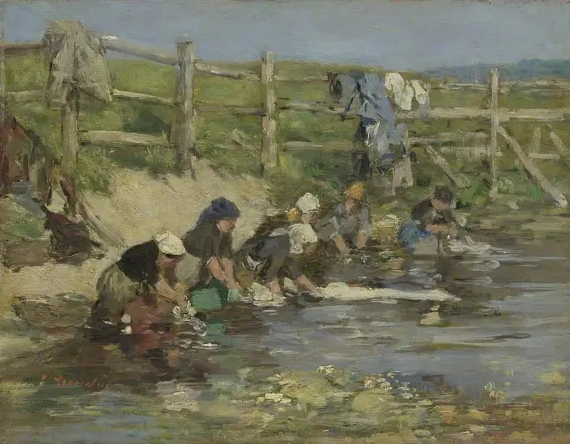 Lavandaie al bordo di un ruscello - Eugène Boudin