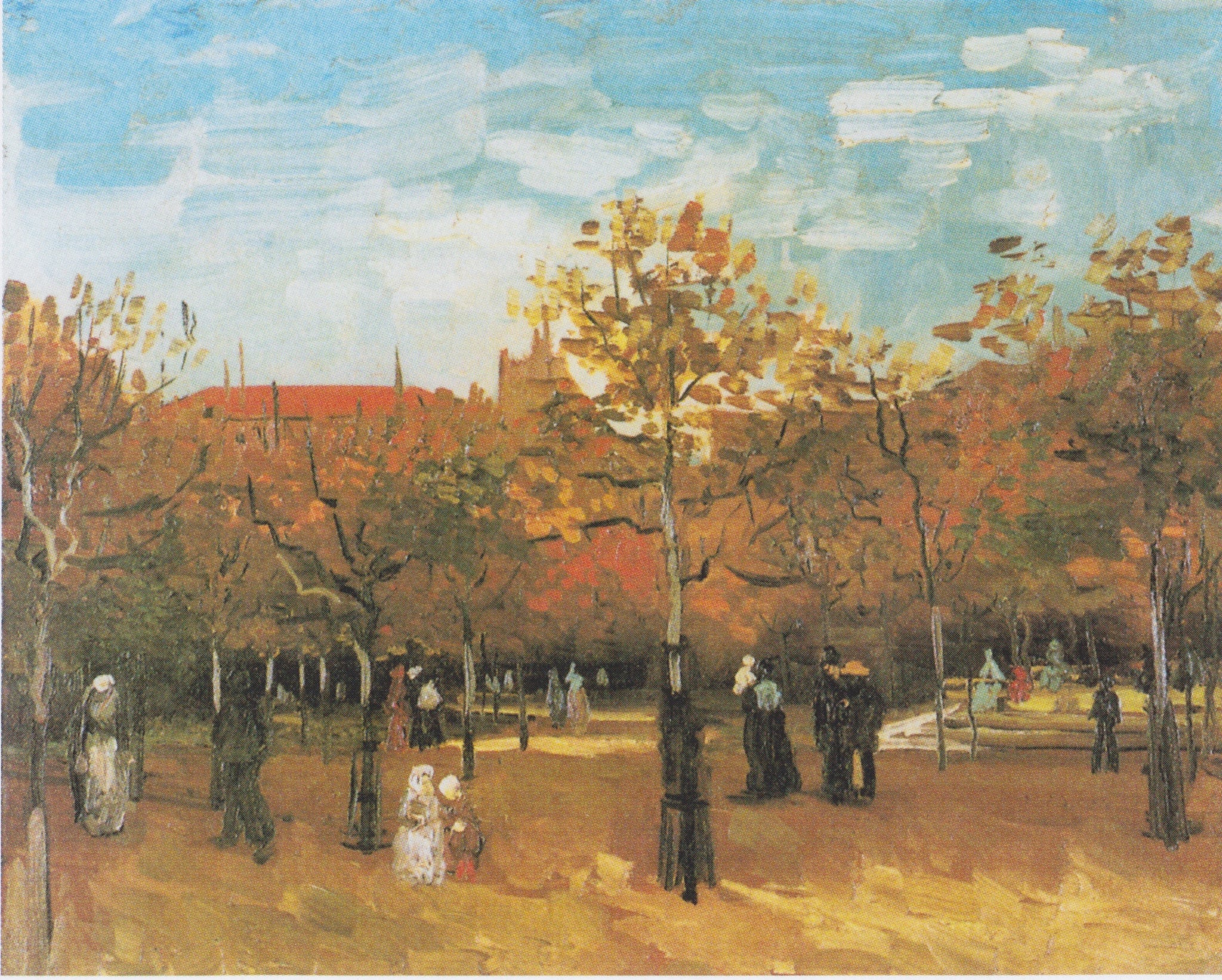 Le Bois de Boulogne avec des passants F225 — parc parisien peint par Vincent van Gogh
