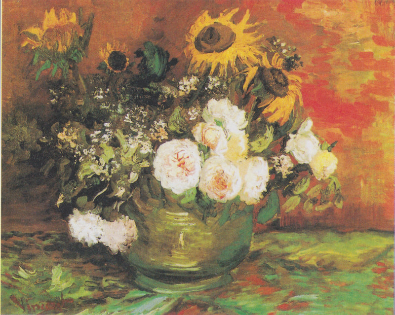 Ciotola con girasoli, rose e altri fiori - Vincent van Gogh