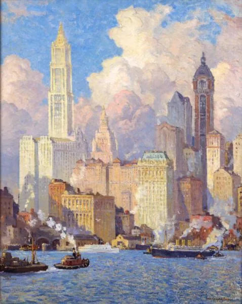 Bord de l'Hudson, New York - Colin Campbell Cooper image 1 copie peinte à la main à l’huile