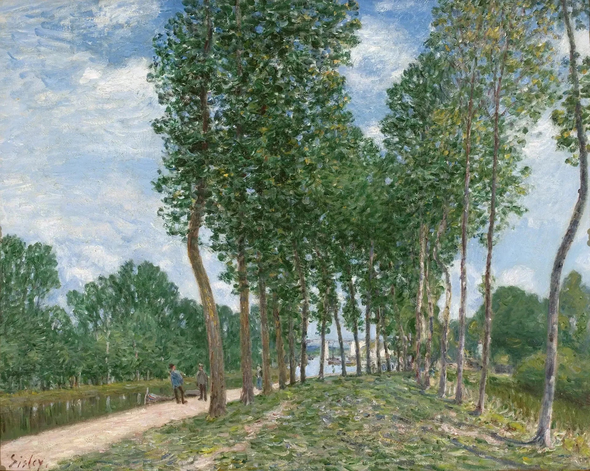 Bord du Loing à Moret - Alfred Sisley image 1 reproduction de peinture à l’huile