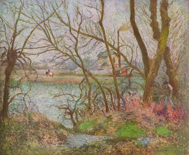 Bordo dell'Oise, vicino a Pontoise, tempo grigio - Camille Pissarro