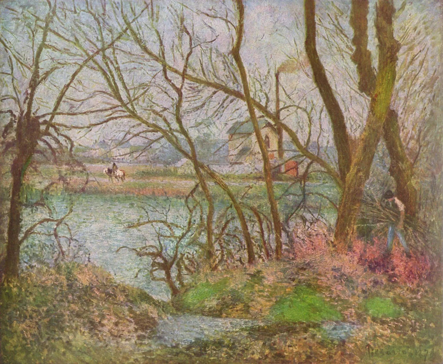 Bordo dell'Oise, vicino a Pontoise, tempo grigio - Camille Pissarro