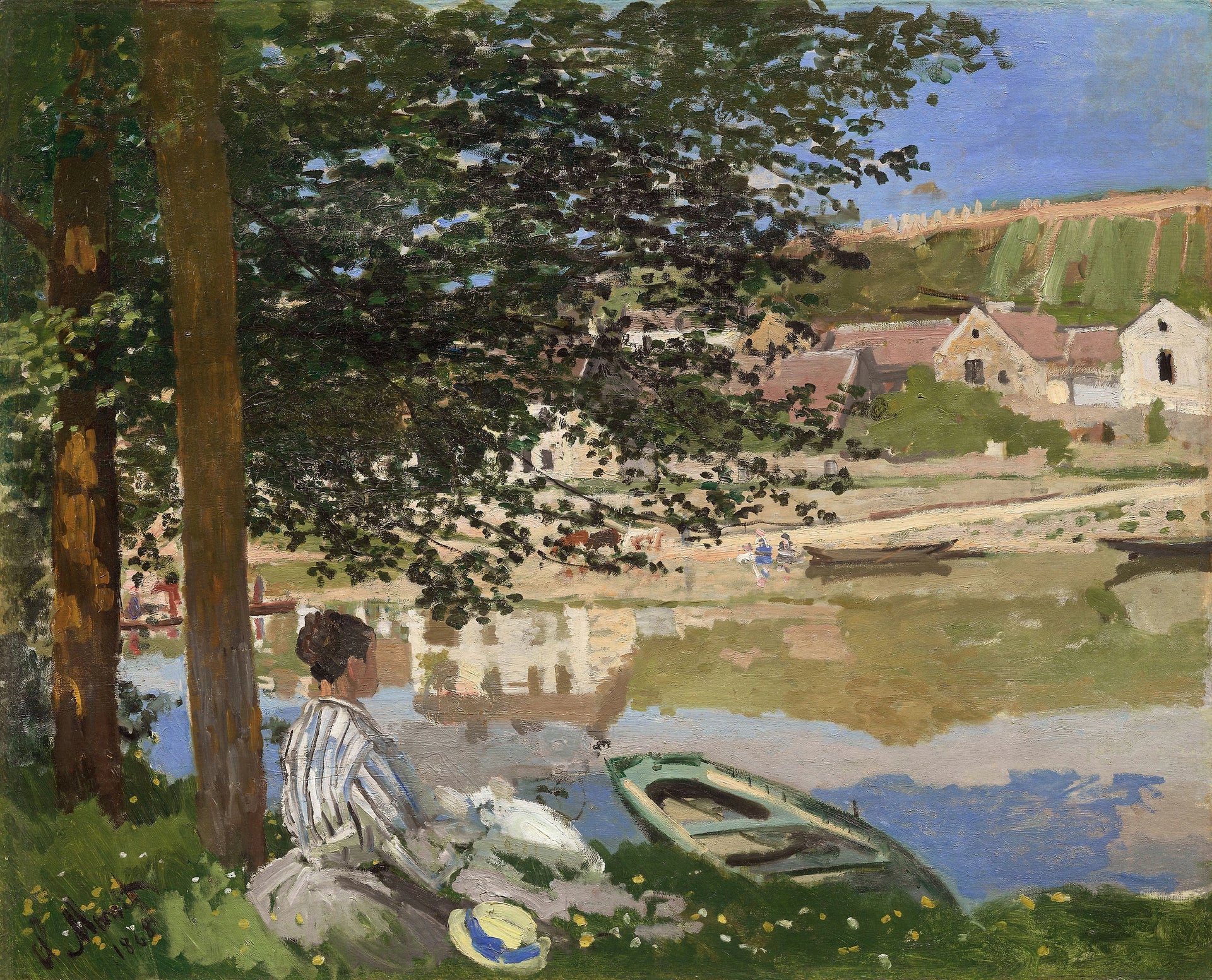 Sur les bords de Seine à Bennecourt W110 par Claude Monet, 1868, Art Institute of Chicago