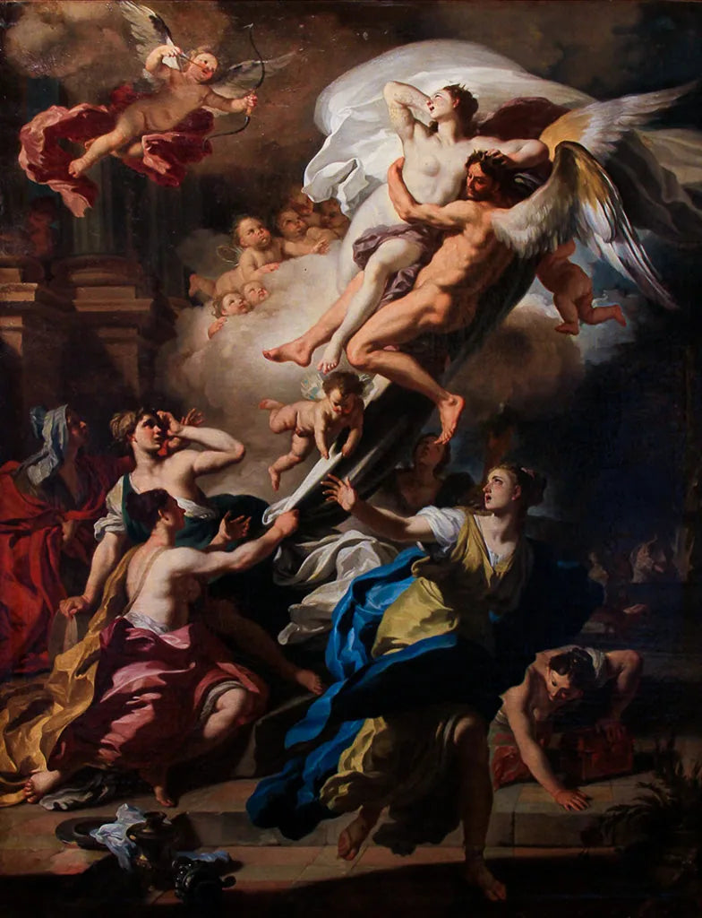 Borée che solleva Oreithyia, figlia di Erechtée - Francesco Solimena