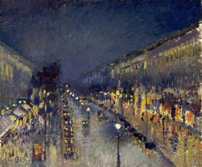 Boulevard Montmartre di notte - Camille Pissarro