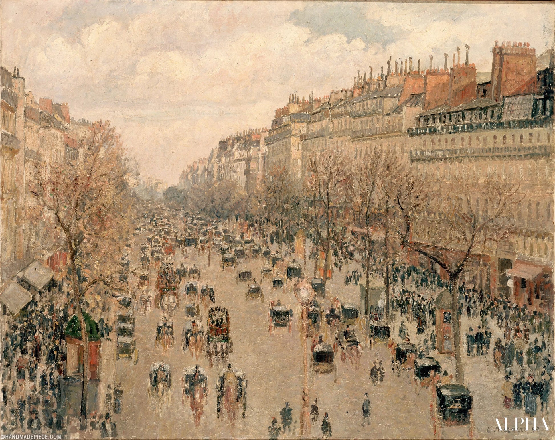 Reproduction du tableau « Boulevard Montmartre, soleil après-midi - Camille Pissarro » par Alpha Reproduction en peinture à l’huile